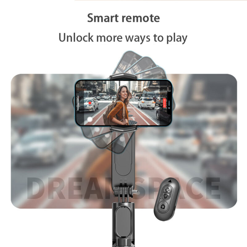 Gimbal mini selfie stick cu stabilizator, LED Techsuit Q09, 70cm