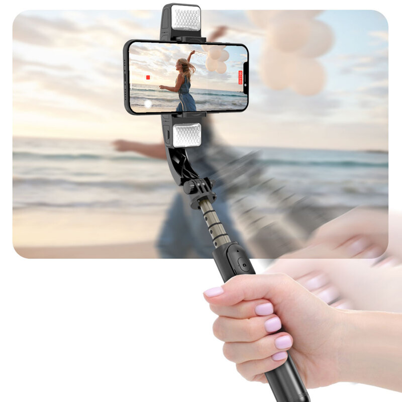 Selfie stick trepied Bluetooth cu lumini LED Techsuit Q08D, 78cm