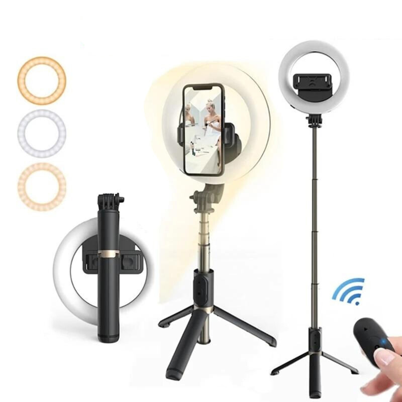 Selfie ring light cu trepied Bluetooth Techsuit Q07, 80cm