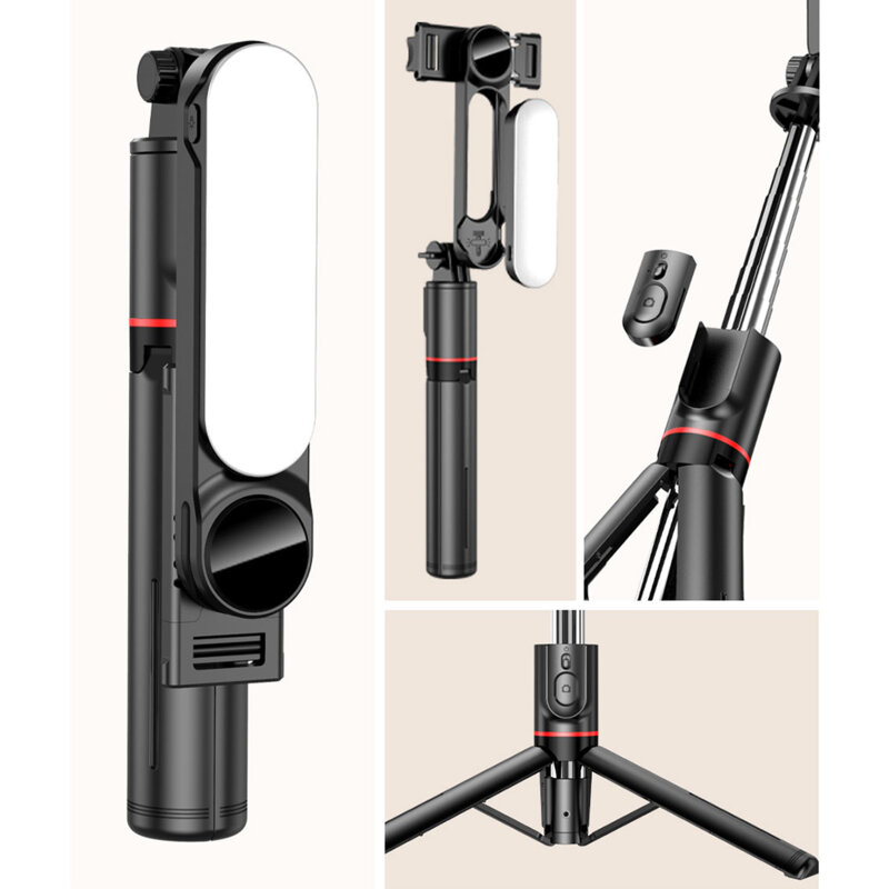 Selfie stick trepied cu telecomanda si lumina detasabila Techsuit L15