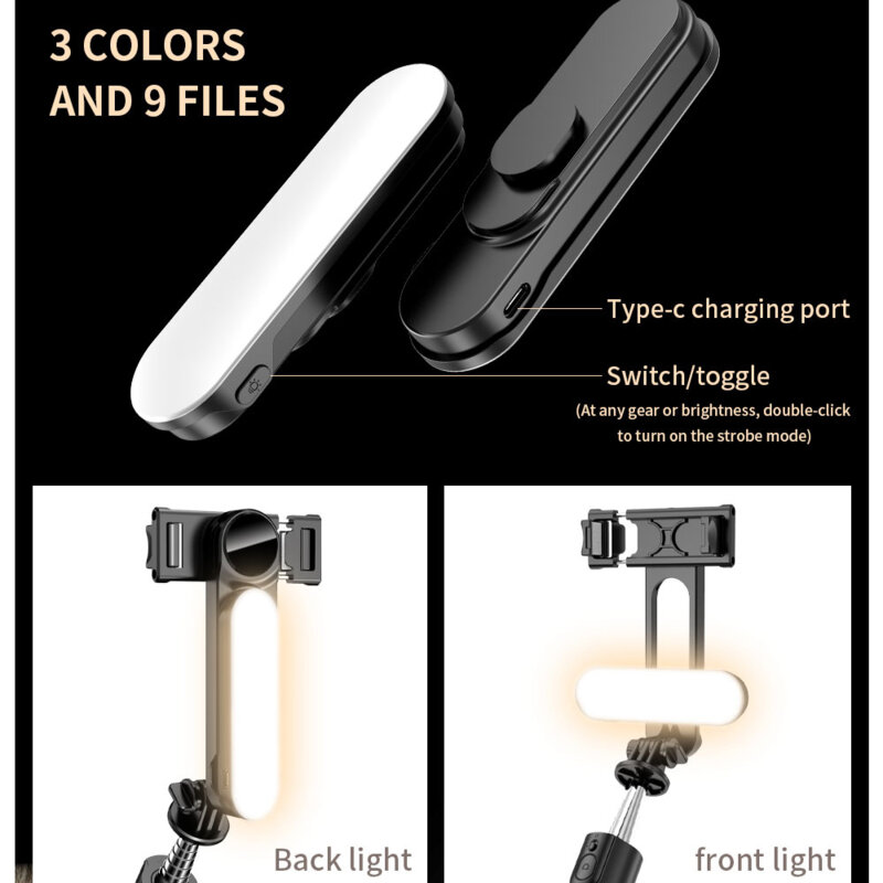 Selfie stick trepied cu telecomanda si lumina detasabila Techsuit L15