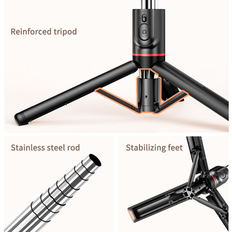 Selfie stick trepied cu telecomanda si lumina detasabila Techsuit L15
