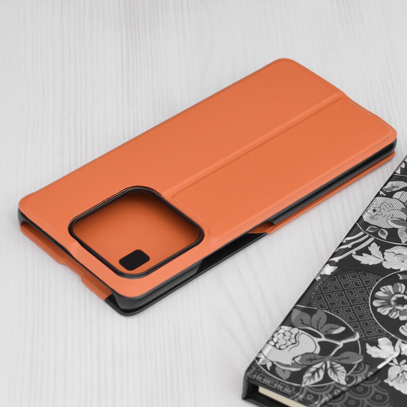 Husa Xiaomi 13 Pro Eco Leather View flip tip carte, portocaliu