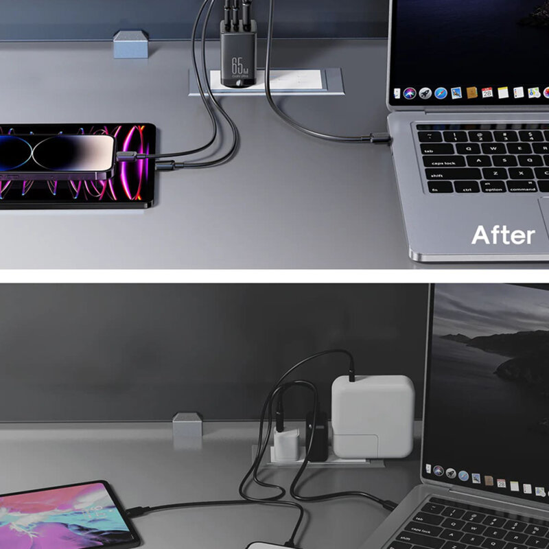 Incarcator GaN Type-C, USB JoyRoom TCG01 65W+cablu tip C 100W