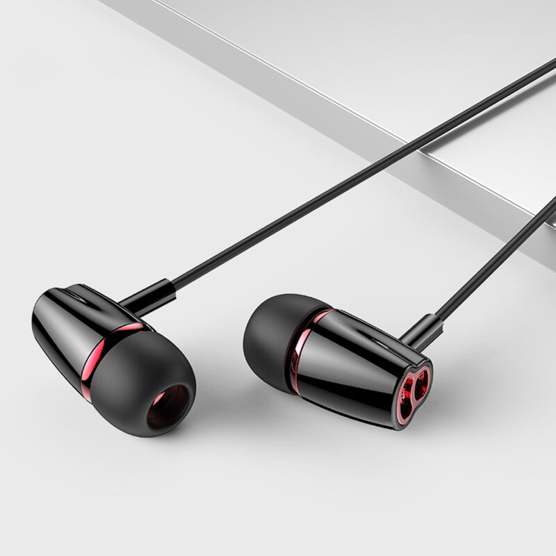 Casti in-ear Jack cu fir, microfon JoyRoom, negru, JR-EL114