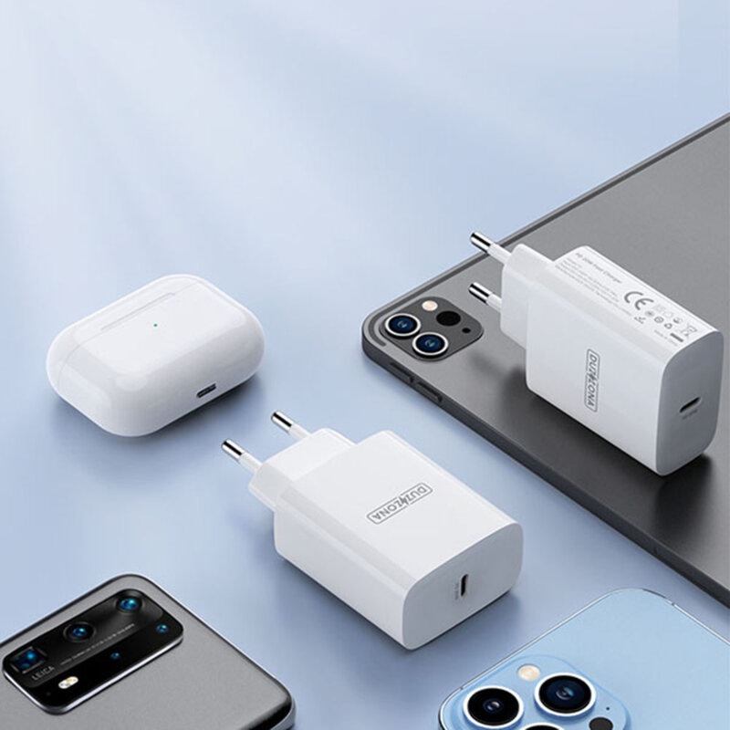 Incarcator priza tip C Fast Charge PD20W Duzzona T3, alb