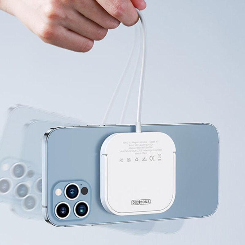 Incarcator fara fir universal cu suport birou Duzzona W7, alb