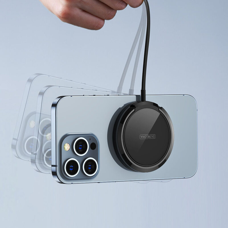 Incarcator wireless iPhone cu suport birou Duzzona W1, 15W, negru