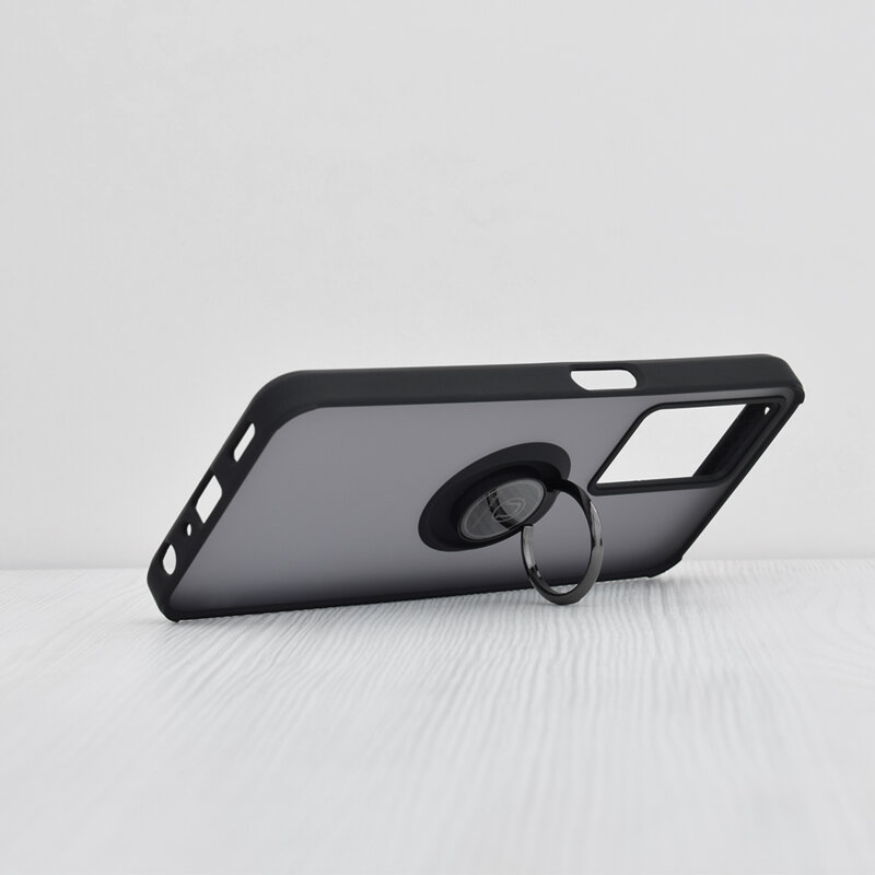 Husa OnePlus Nord N20 SE Techsuit Glinth cu inel suport stand magnetic, negru