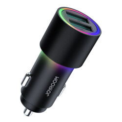 Incarcator masina 2x USB JoyRoom, lumini LED, negru, JR-CL10