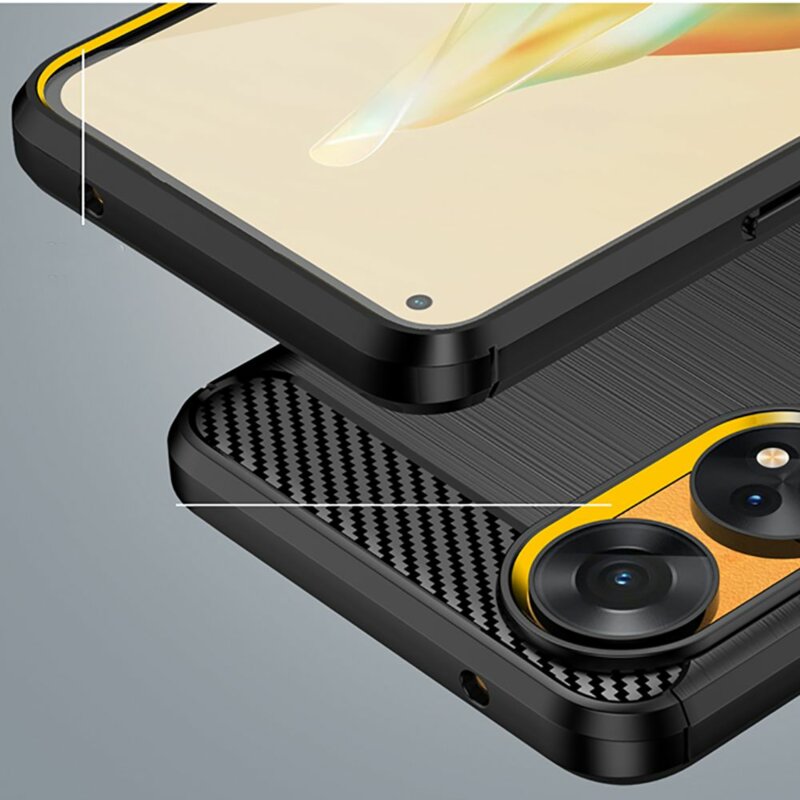 Husa Oppo Reno8 T Techsuit Carbon Silicone, negru