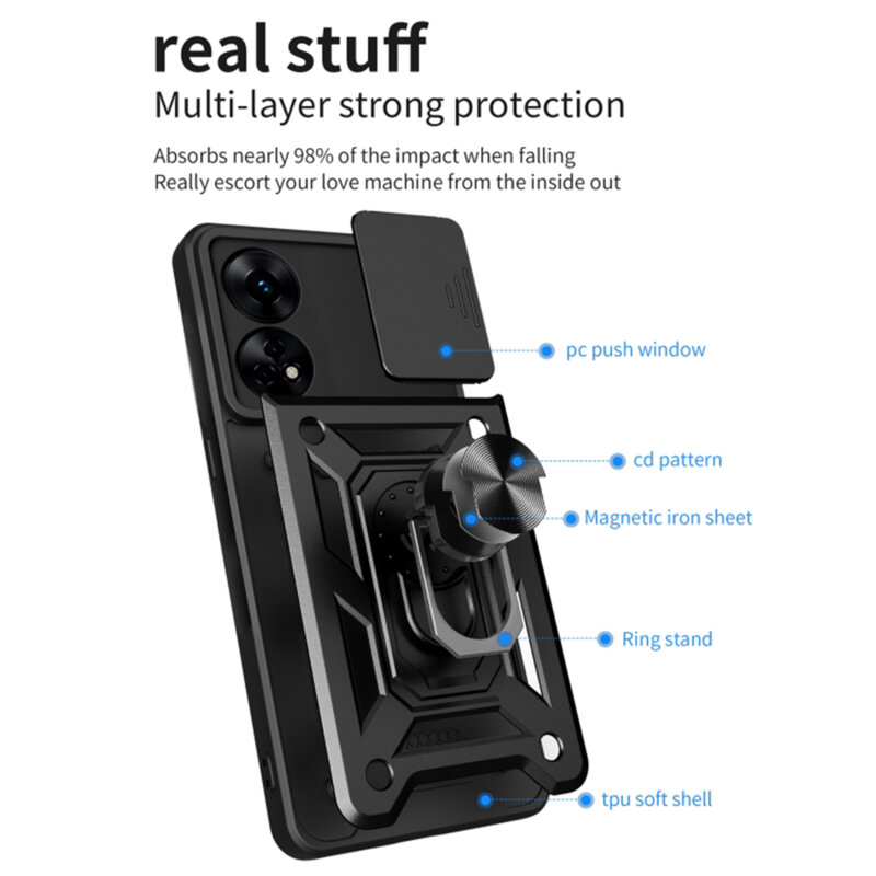 Husa Oppo Reno8 T protectie camera Techsuit CamShield Series, negru