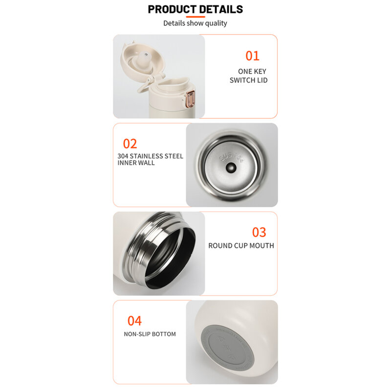 Termos cu indicator de temperatura Techsuit THM1 400ml, negru