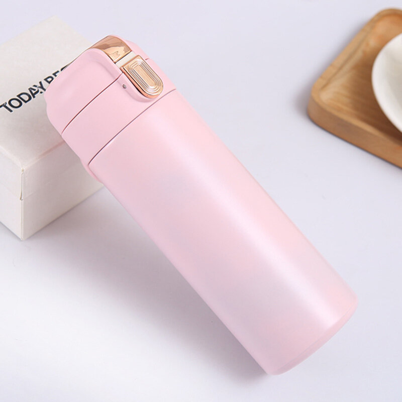 Termos cu indicator de temperatura Techsuit THM1 400ml, roz