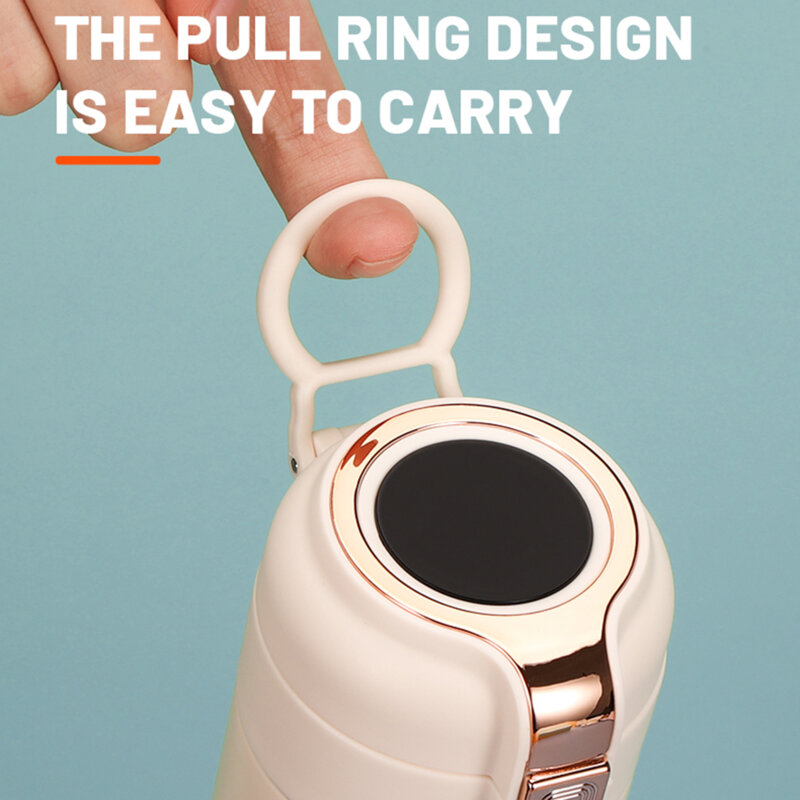 Termos cu indicator de temperatura Techsuit THM1 400ml, roz