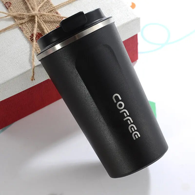 Cana termos pentru cafea portabila Techsuit, 380ml, negru