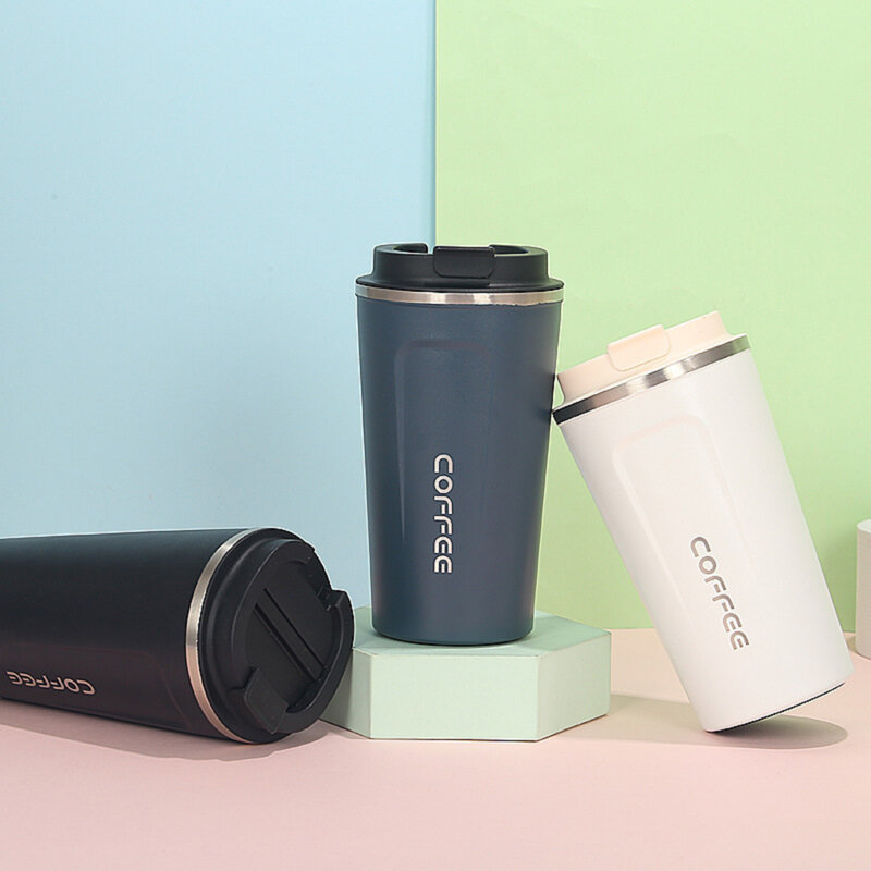 Cana termos cafea portabila Techsuit THM2, 380ml, albastru