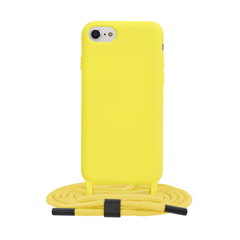 Husa cu snur iPhone SE 3, SE 2022 Techsuit Crossbody Lanyard, galben