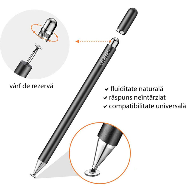 Stylus pen JoyRoom universal, Android, iOS, aluminiu, alb, JR-BP560