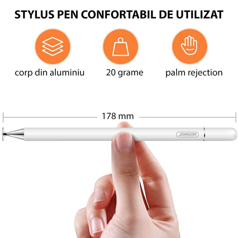 Stylus pen JoyRoom universal, Android, iOS, aluminiu, alb, JR-BP560