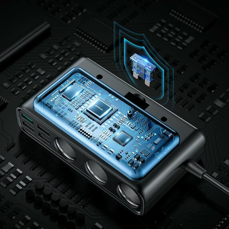 Splitter 3x bricheta auto 154W Joyroom, 5x USB, Type-C PD20W, JR-CL06