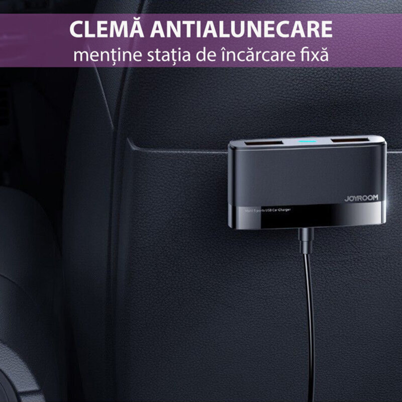 Incarcator telefon auto JoyRoom, 5x USB, 6.2A, 1.5m, JR-CL03
