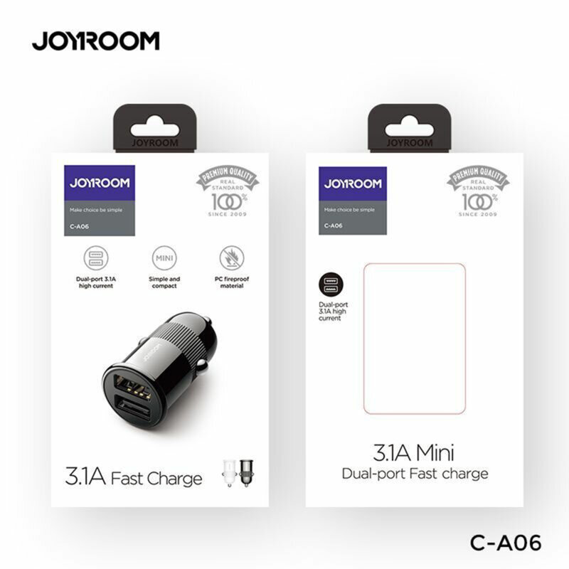 Incarcator auto 2xUSB universal JoyRoom C-A06, 3.1A, 15W, negru