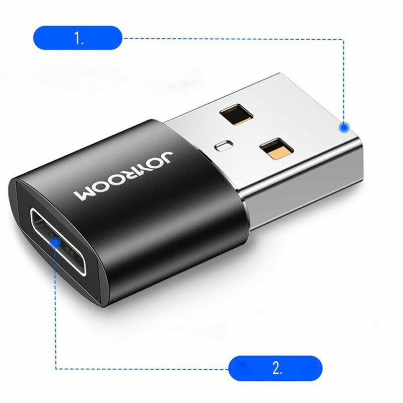 [Pachet 2x] Adaptor Type-C la USB OTG JoyRoom, negru, S-H152