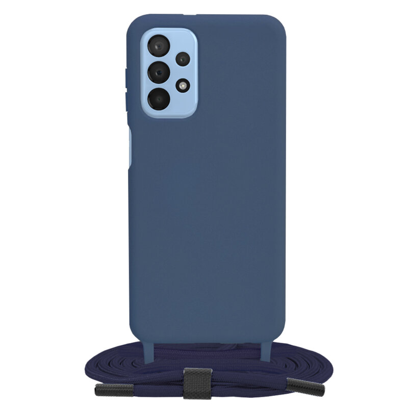 Husa cu snur Samsung Galaxy A23 Techsuit Crossbody Lanyard, albastru