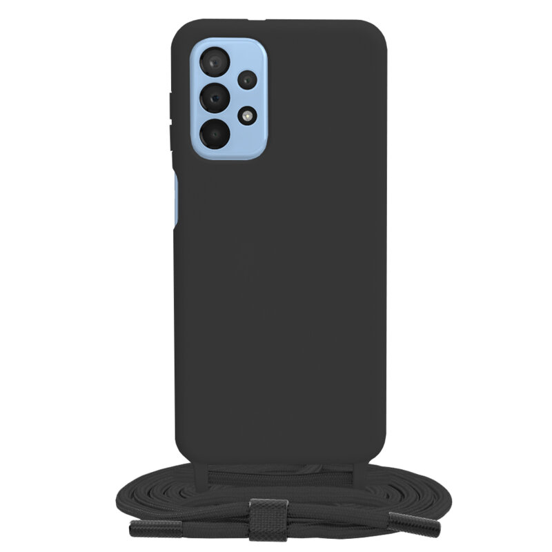 Husa cu snur Samsung Galaxy A23 Techsuit Crossbody Lanyard, negru