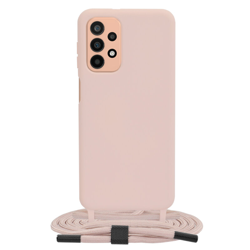 Husa cu snur Samsung Galaxy A23 5G Techsuit Crossbody Lanyard, roz