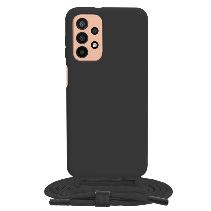 Husa cu snur Samsung Galaxy A23 5G Techsuit Crossbody Lanyard, negru