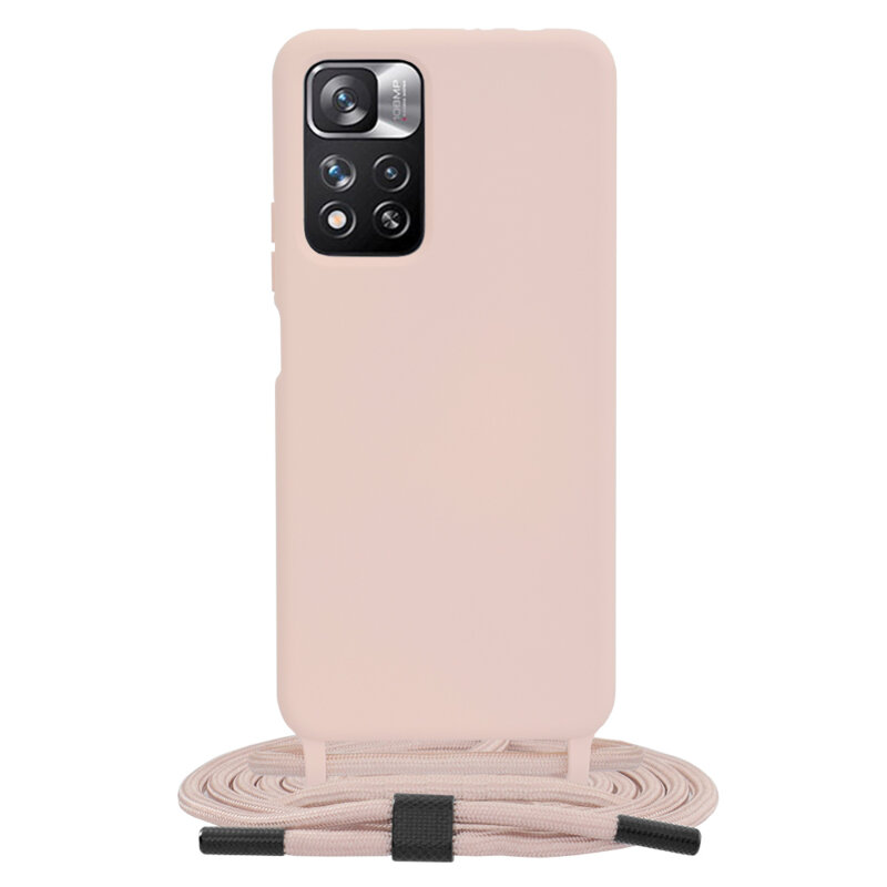Husa cu snur  Xiaomi Redmi Note 11 Pro+ 5G Techsuit Crossbody Lanyard, roz