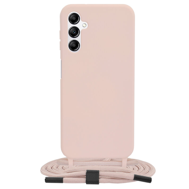 Husa cu snur Samsung Galaxy A14 5G Techsuit Crossbody Lanyard, roz