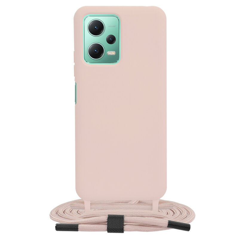 Husa cu snur Xiaomi Redmi Note 12 5G Techsuit Crossbody Lanyard, roz