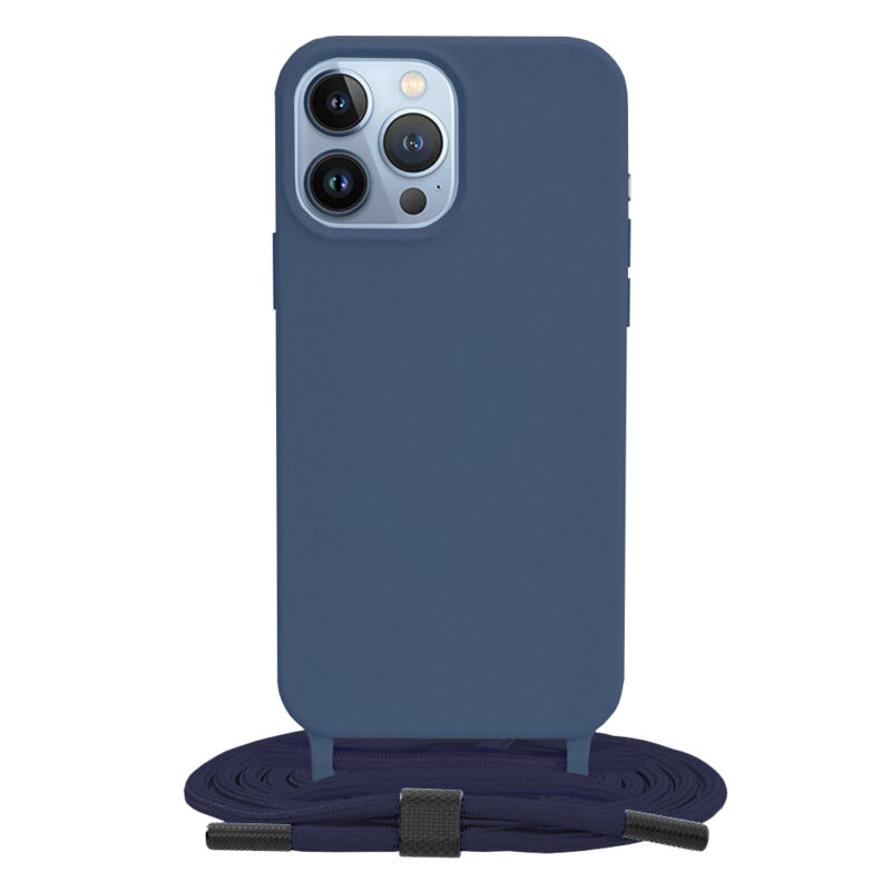 Husa cu snur iPhone 13 Pro Max Techsuit Crossbody Lanyard, albastru