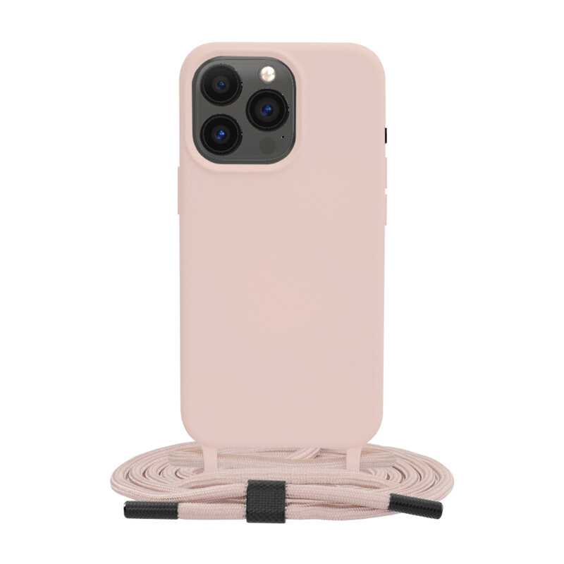 Husa cu snur iPhone 13 Pro Techsuit Crossbody Lanyard, roz