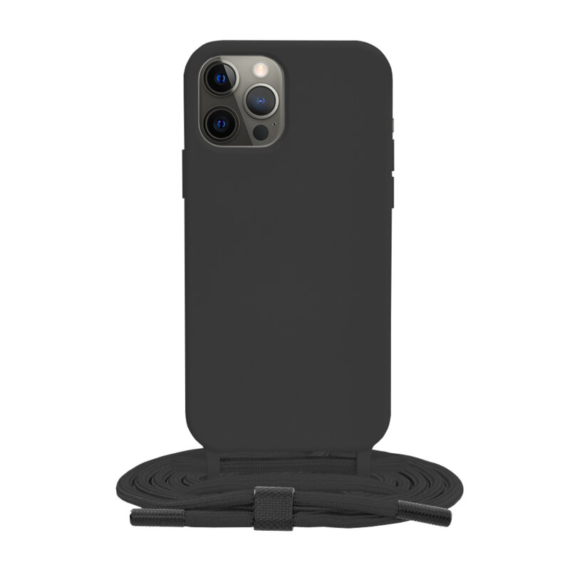 Husa cu snur iPhone 12 Pro Techsuit Crossbody Lanyard, negru
