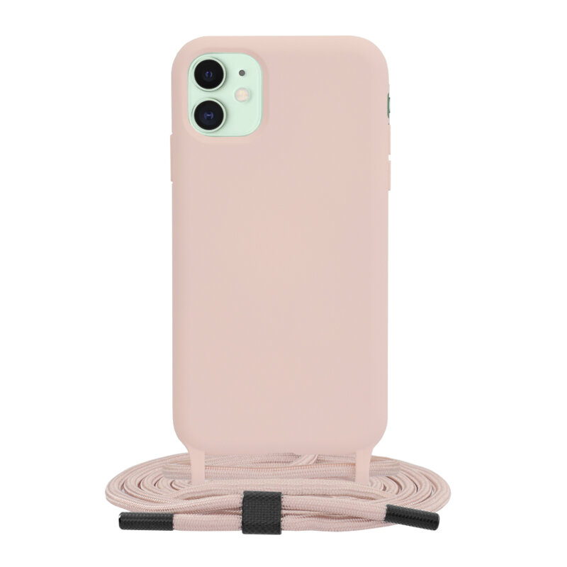 Husa cu snur iPhone 11 Techsuit Crossbody Lanyard, roz