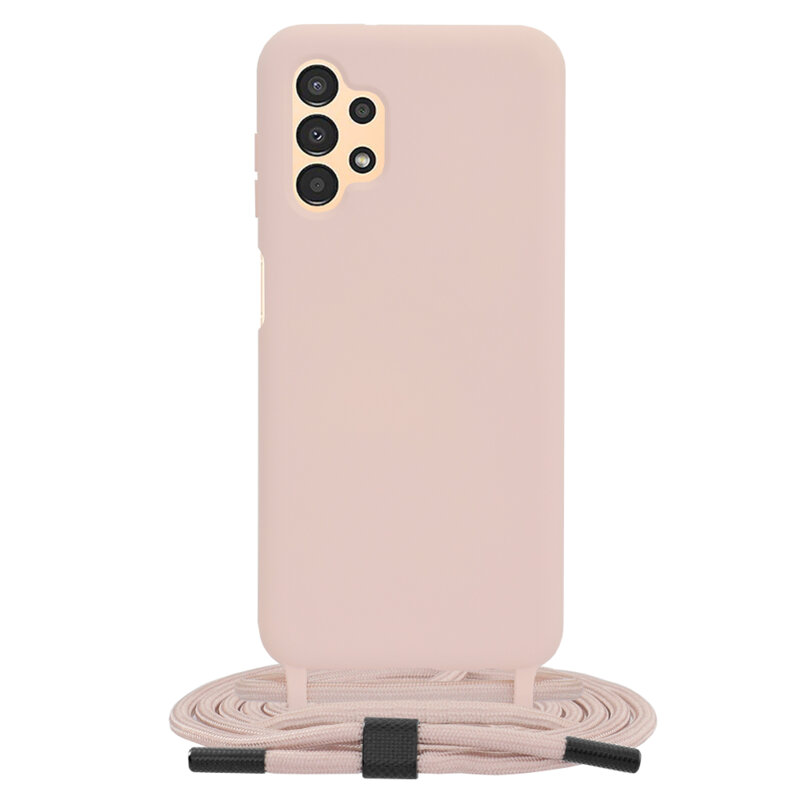 Husa cu snur Samsung Galaxy A13 4G Techsuit Crossbody Lanyard, roz