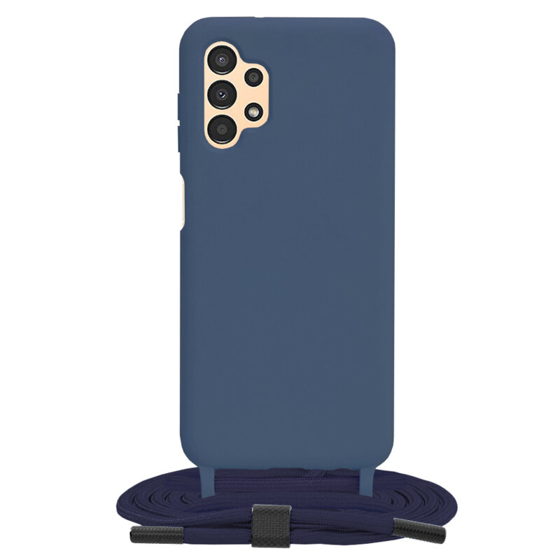 Husa cu snur Samsung Galaxy A13 4G Techsuit Crossbody Lanyard, albastru