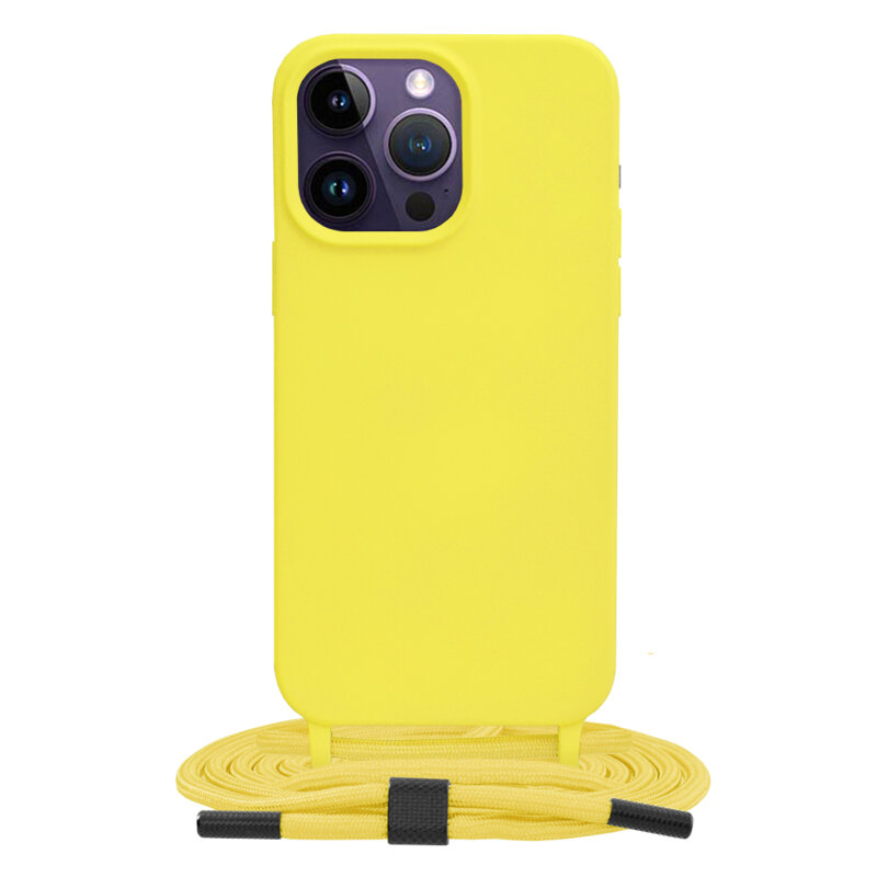 Husa cu snur iPhone 14 Pro Max Techsuit Crossbody Lanyard, galben