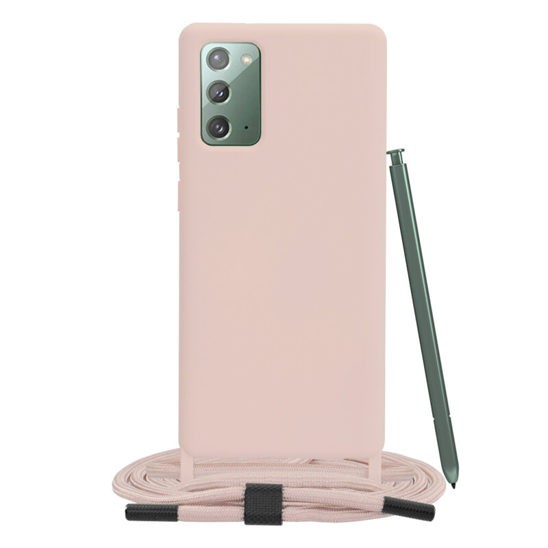 Husa cu snur Samsung Galaxy Note 20 5G Techsuit Crossbody Lanyard, roz