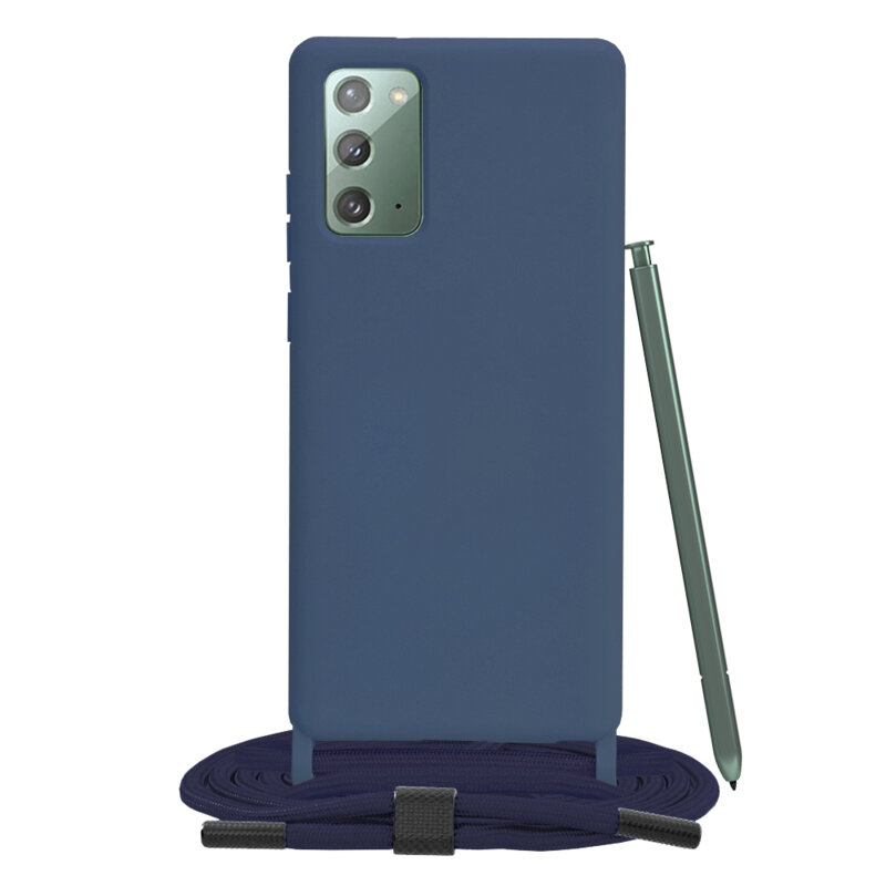 Husa cu snur Samsung Galaxy Note 20 5G Techsuit Crossbody Lanyard, albastru