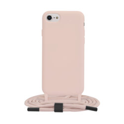 Husa cu snur iPhone SE 3, SE 2022 Techsuit Crossbody Lanyard, roz
