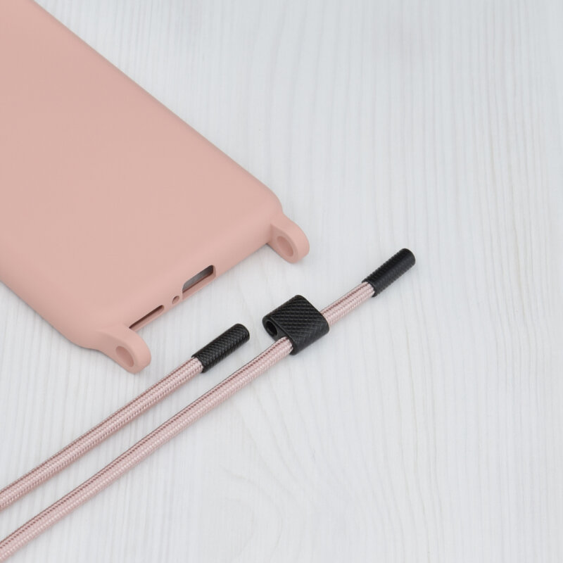 Husa cu snur iPhone 8 Techsuit Crossbody Lanyard, roz