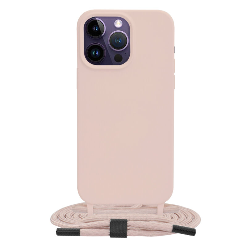 Husa cu snur iPhone 14 Pro Max Techsuit Crossbody Lanyard, roz