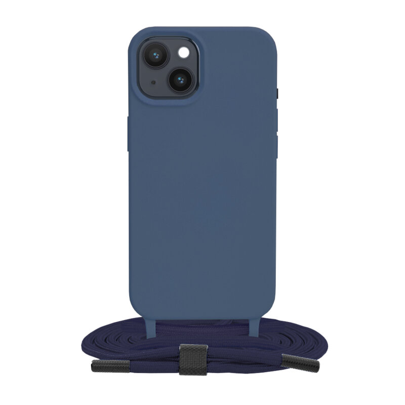 Husa cu snur iPhone 14 Techsuit Crossbody Lanyard, albastru