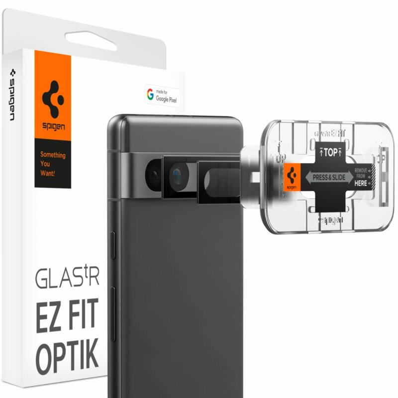 [Pachet 2x] Folie sticla camera Google Pixel 7a Spigen Glas.tR Optik EZ FIT, negru