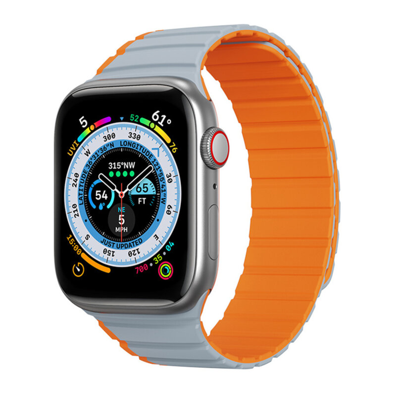 Curea magnetica Apple Watch 7 41mm Dux Ducis LD Series, Grey / Orange